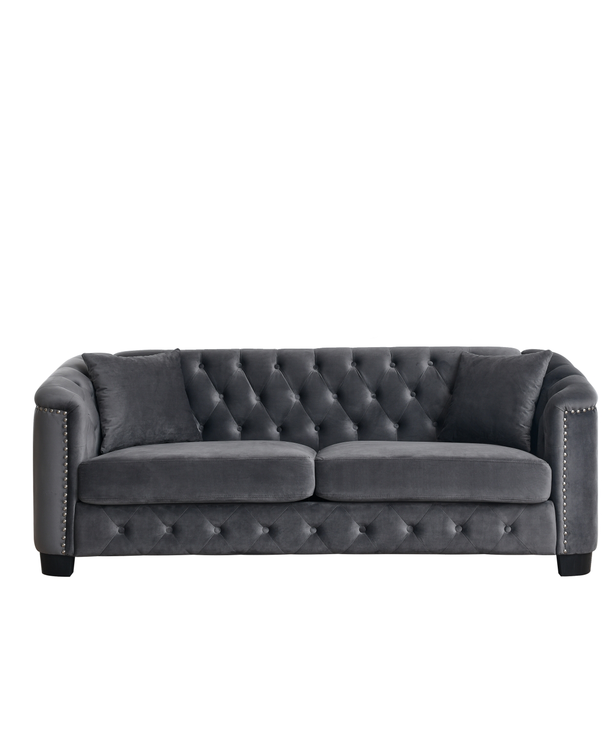 Streamdale Furniture77 inch Modern Chesterfield Velvet Sofa, Tufted