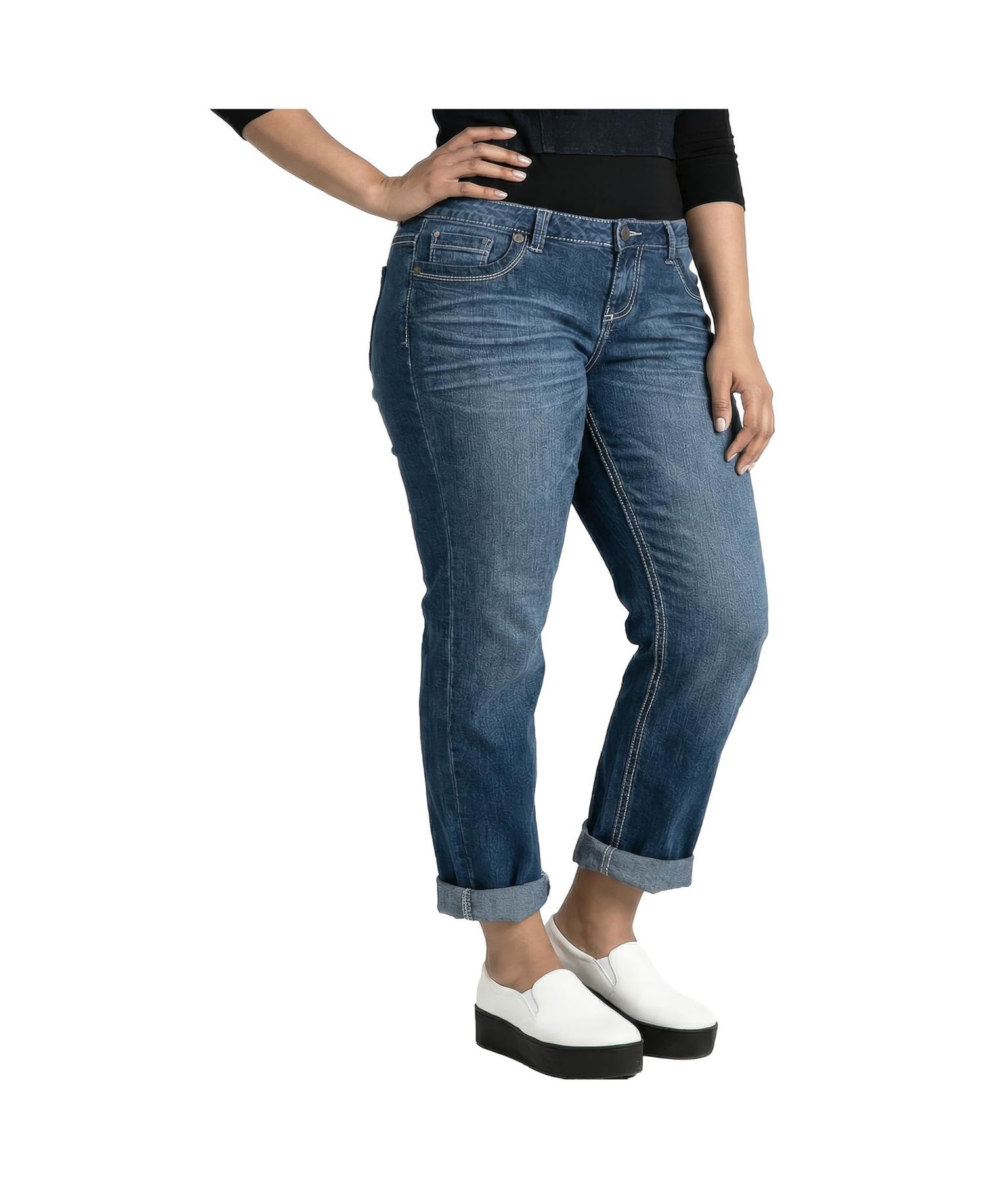 Plus Size Distressed Boyfriend Women's Jeans