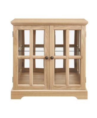 Retro Two-Door Glass Display Cabinet Remote Control LED Color-Changing Curio Cabinet with Magnetic Doors and Adjustable Shelves