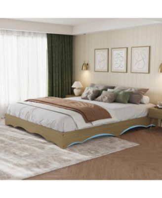 Minimalist Wave Edge Wood Platform Bed Frame - Sturdy and Noise-Free, Easy Assembly, No Box Spring, Low Profile
