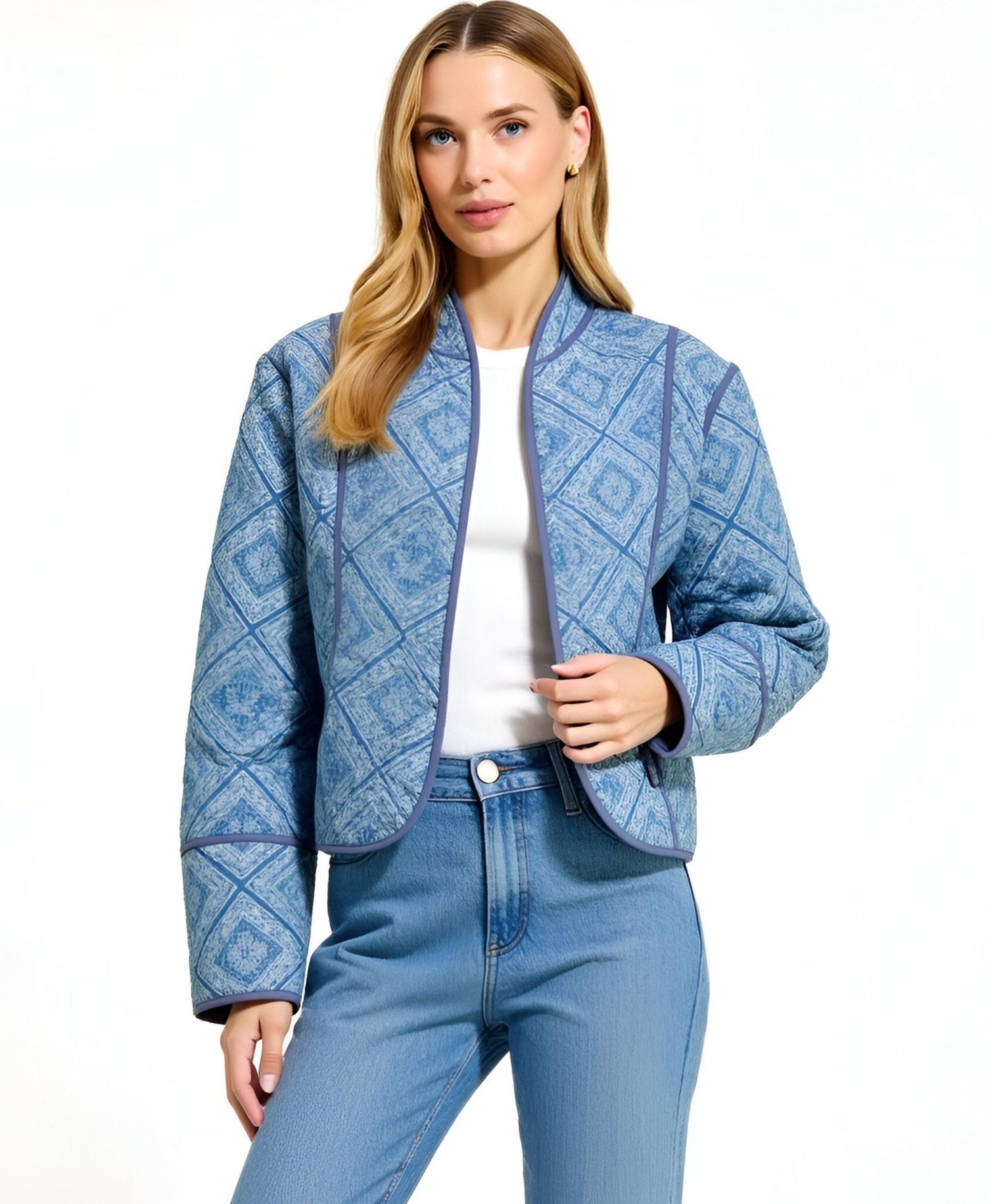Women's Diamond Quilted Open-Front Jacket