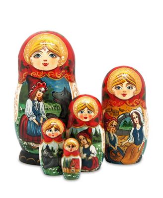 5 Piece Riding Hood Russian Matryoshka Nested Doll Set