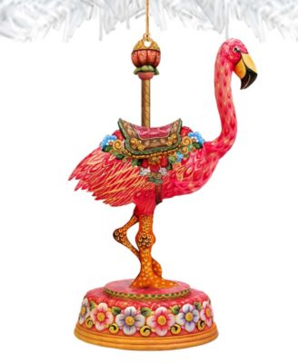 Carousel Flamingo Holiday Wooden Ornament