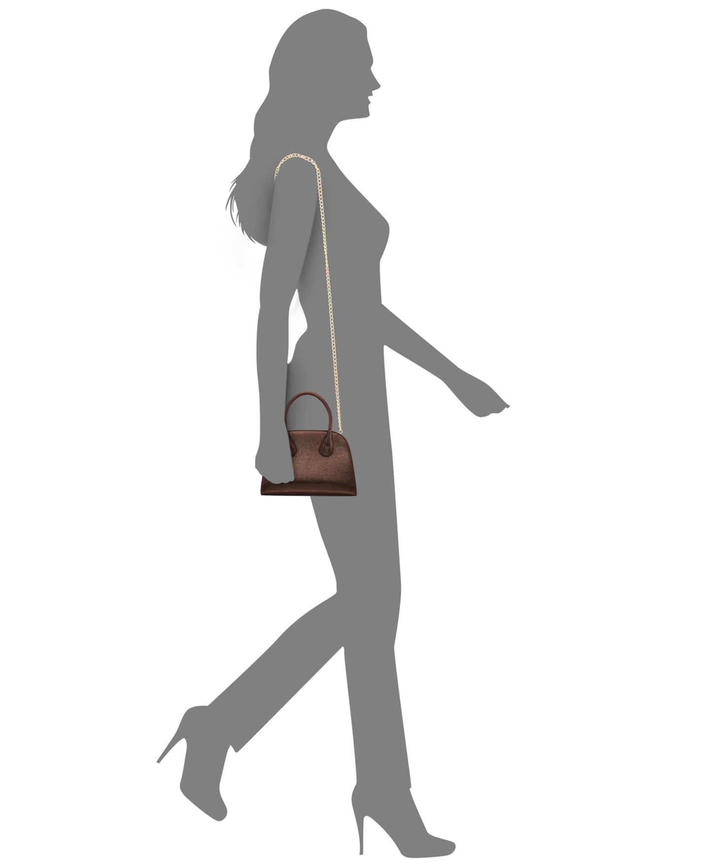 Женская сумка Nina Ainsley Metallic Small Bowling Shoulder Handbag, цвет: Бронзовый — фото 6
