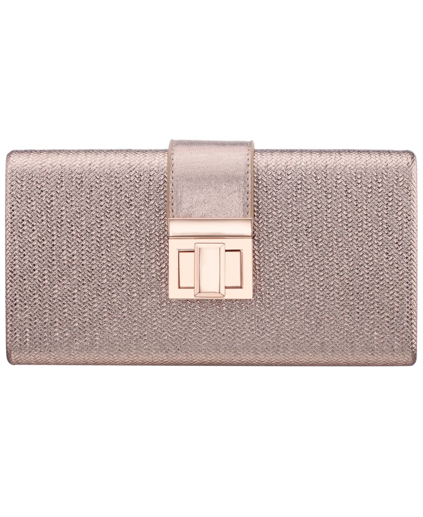 Женский клатч Nina Embossed Woven Presley Minaudiere Small Clutch Handbag, цвет: Состаренный золотой — фото 1