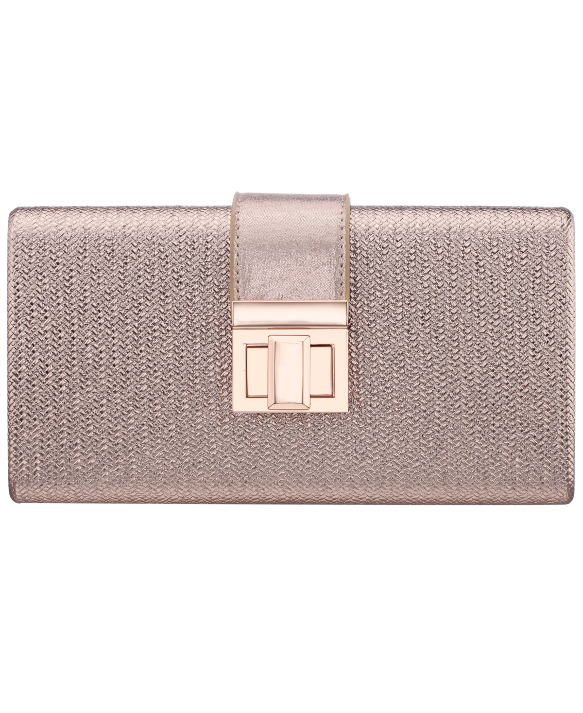 Nina Embossed Woven Turnlock Minaudiere Small Handbag