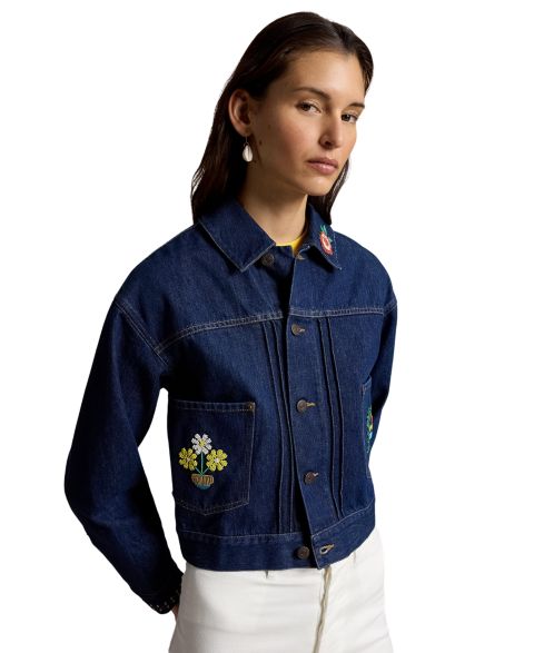Женские куртки Polo Ralph Lauren Women's Spread Collar Beaded Denim Trucker Jacket