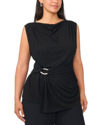 Plus Size Cowl Shirred Waist Top