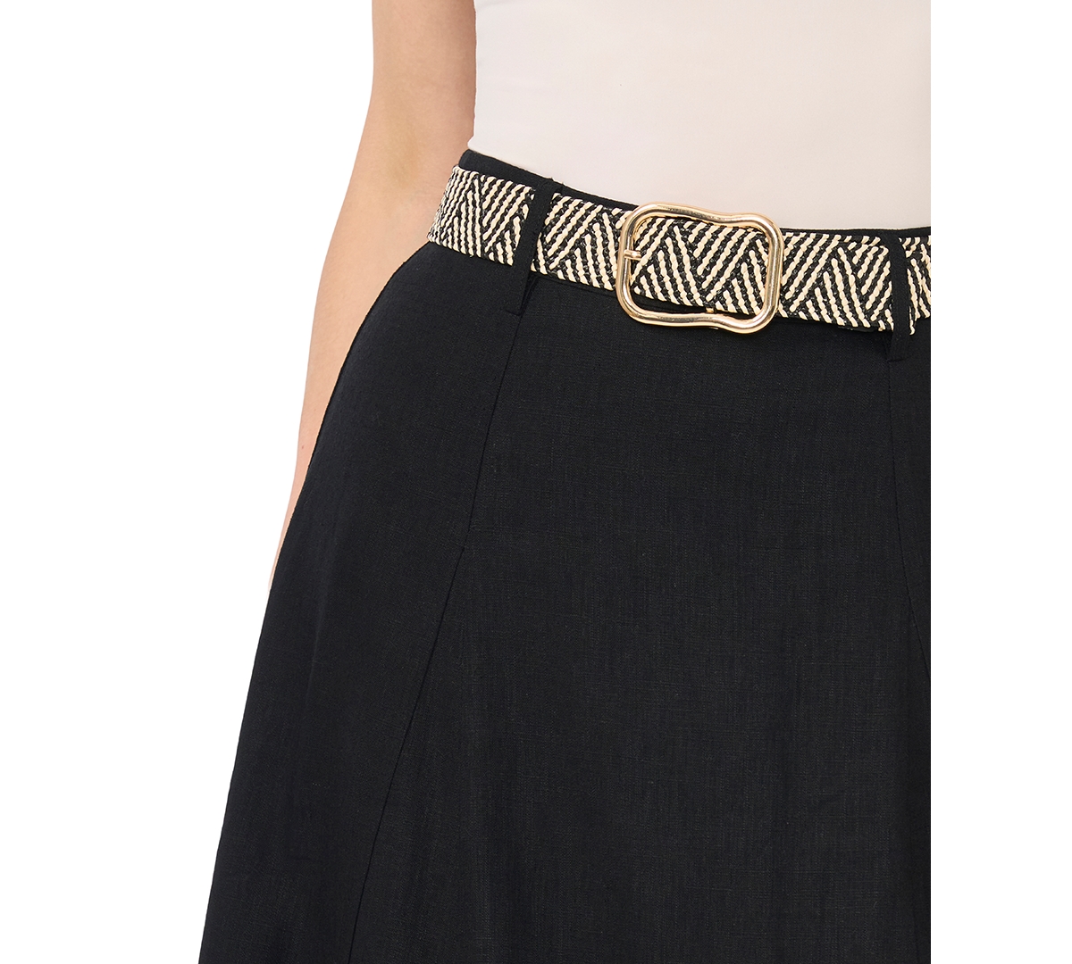 CeCe Women's Belted Midi Skirt