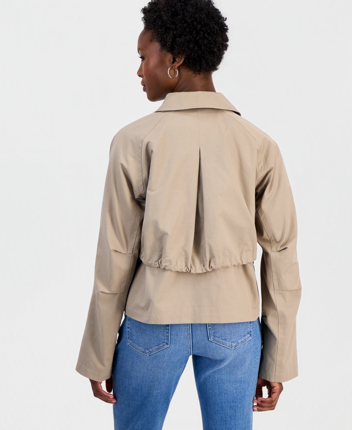 I.n.c. International Concepts Petite Cropped Trench Cotton-Blend Jacket, Macy's Exclusive