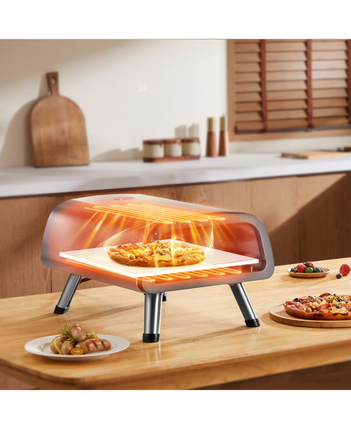 Cozito Countertop Electric Pizza Oven, 12 in Stainless Steel Pizza Maker with Stone and Spatula