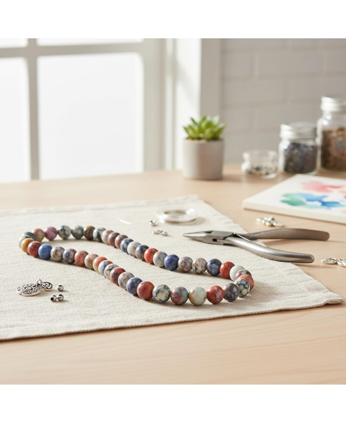 Sevorley 120Piece Set 6mm Stone Round Loose Beads for Diy Jewelry