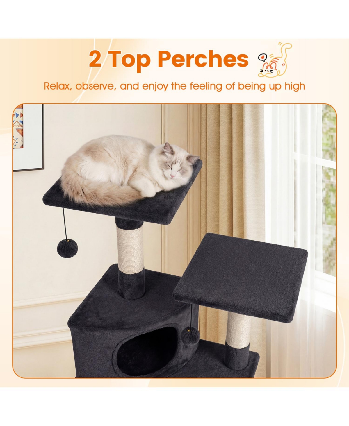 Cozito Kitten Tower with Condo and 2 Plush Perches
