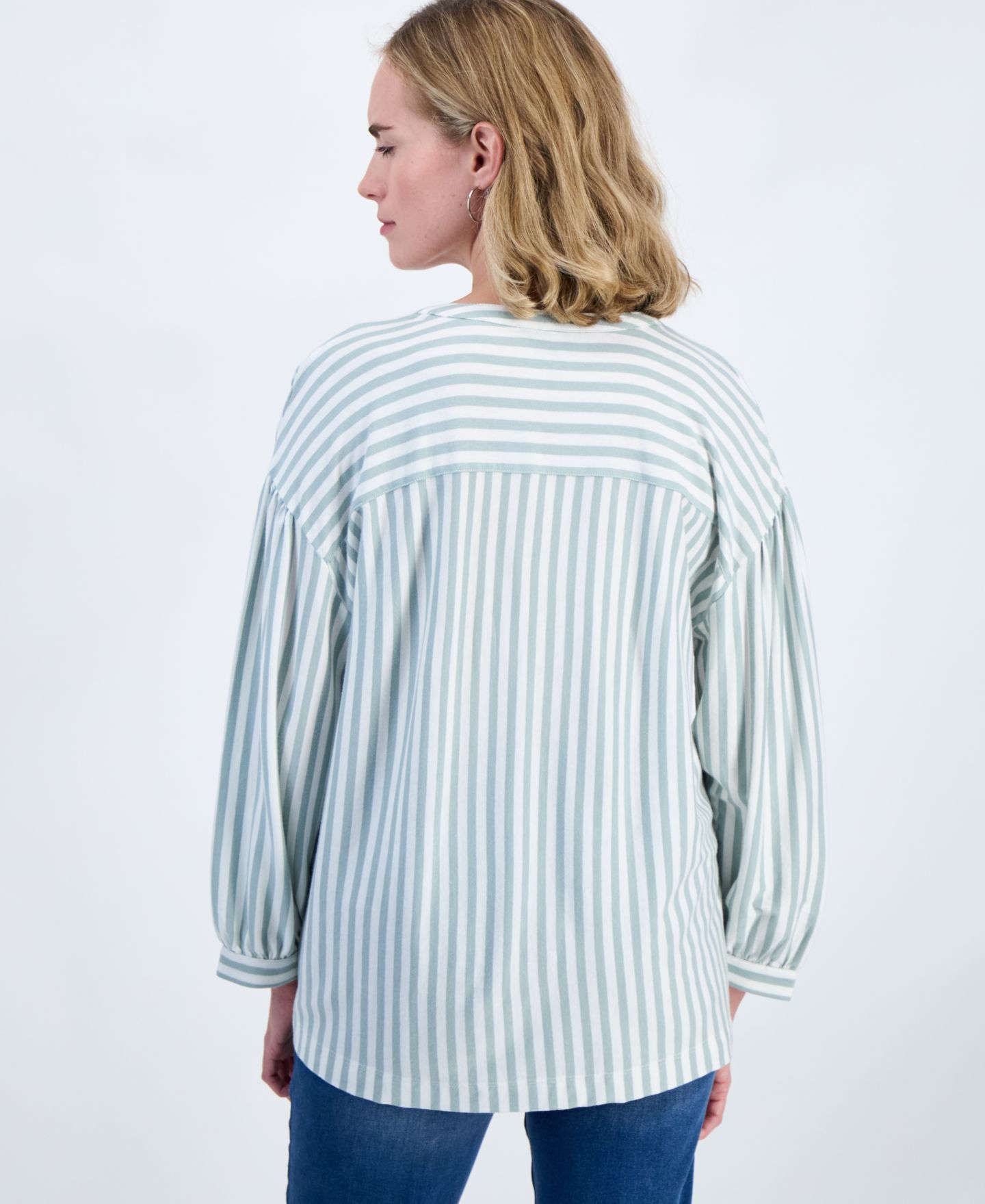 Женский топ Style & Co Petite 3/4-Puff-Sleeve Knit Top, цвет: Состаренный шалфейный — фото 3