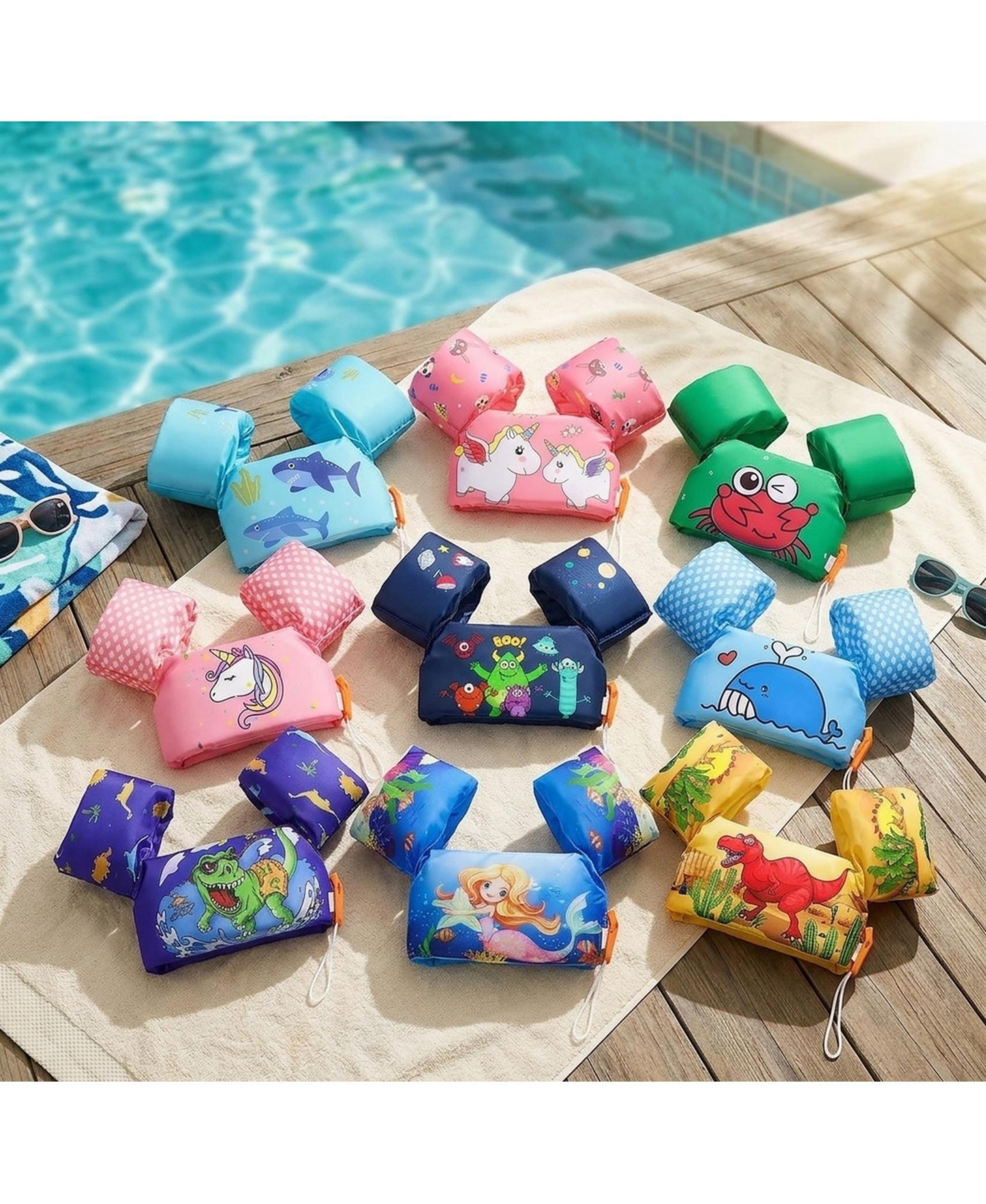 Sevorley Toddler Swim Arm Bands and Vest for Kids 20-50 lbs, Cute Dinosaur