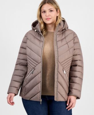 Michael Kors Plus Size Hooded Packable Puffer Coat