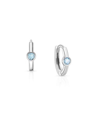 Girl's Sterling Silver 9mm Birthstone Huggie Hoops Earrings