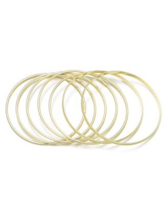 Gold-Plated Thin Bangle Bracelet 6-Piece Set