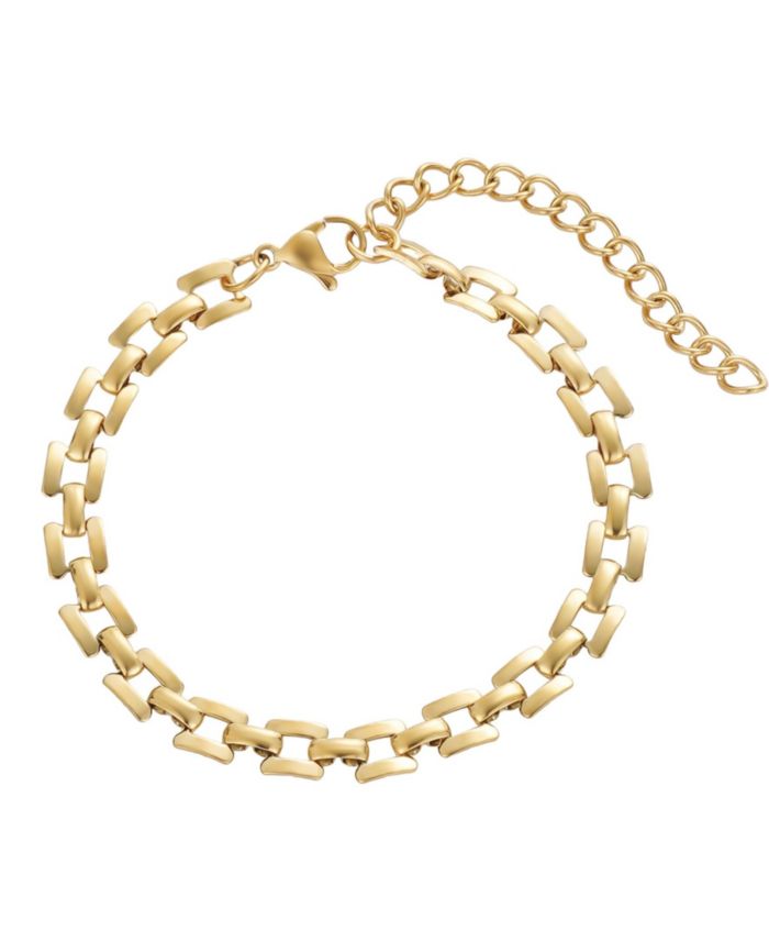 ADORNIA Tarnish Resistant Gold Grid Chain Bracelet