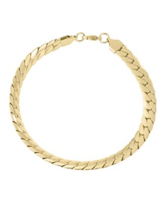 Tarnish Resistant Gold Flat Curb Chain Bracelet
