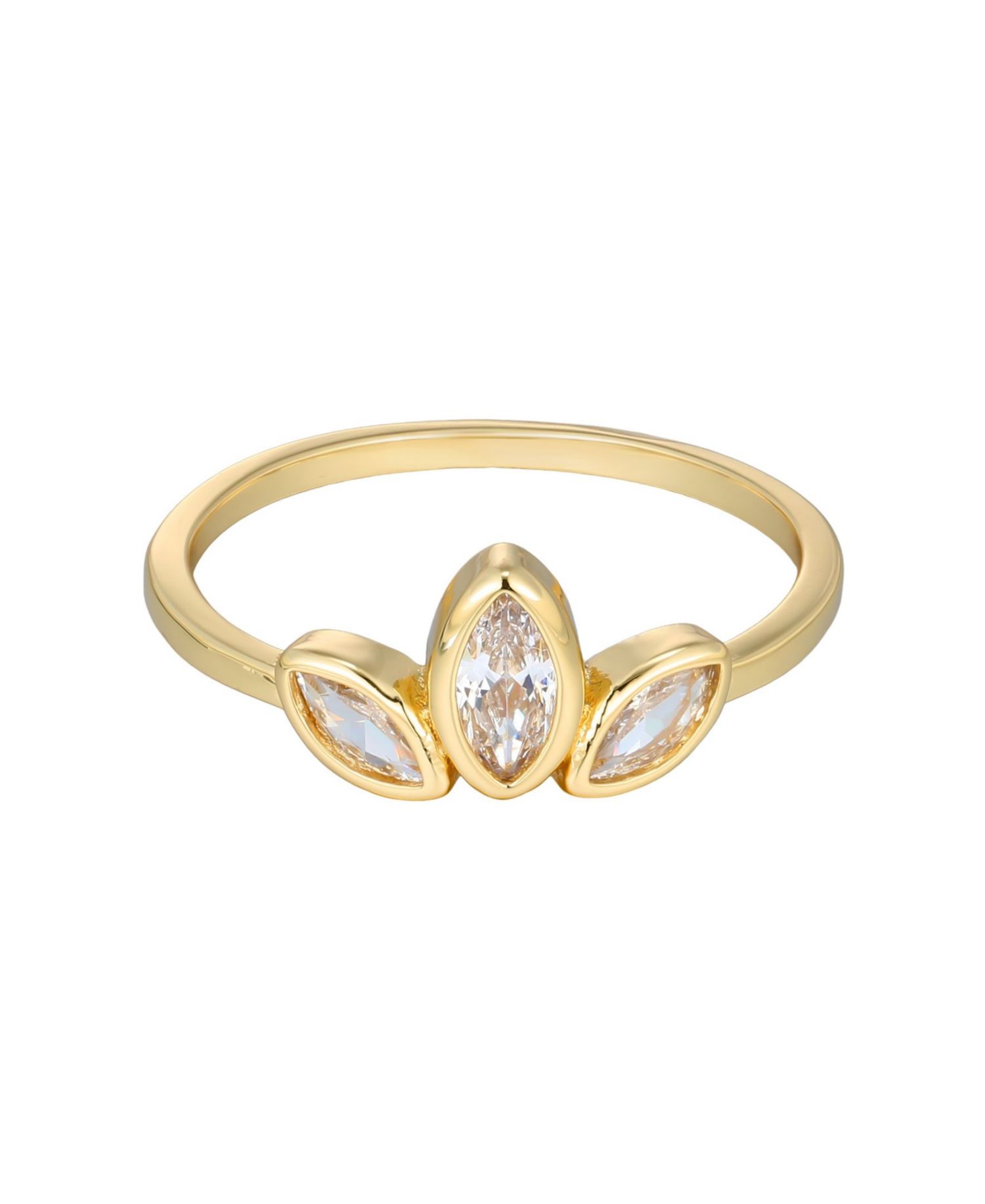 Gold Cubic Zirconia 3-Deco Petals Ring