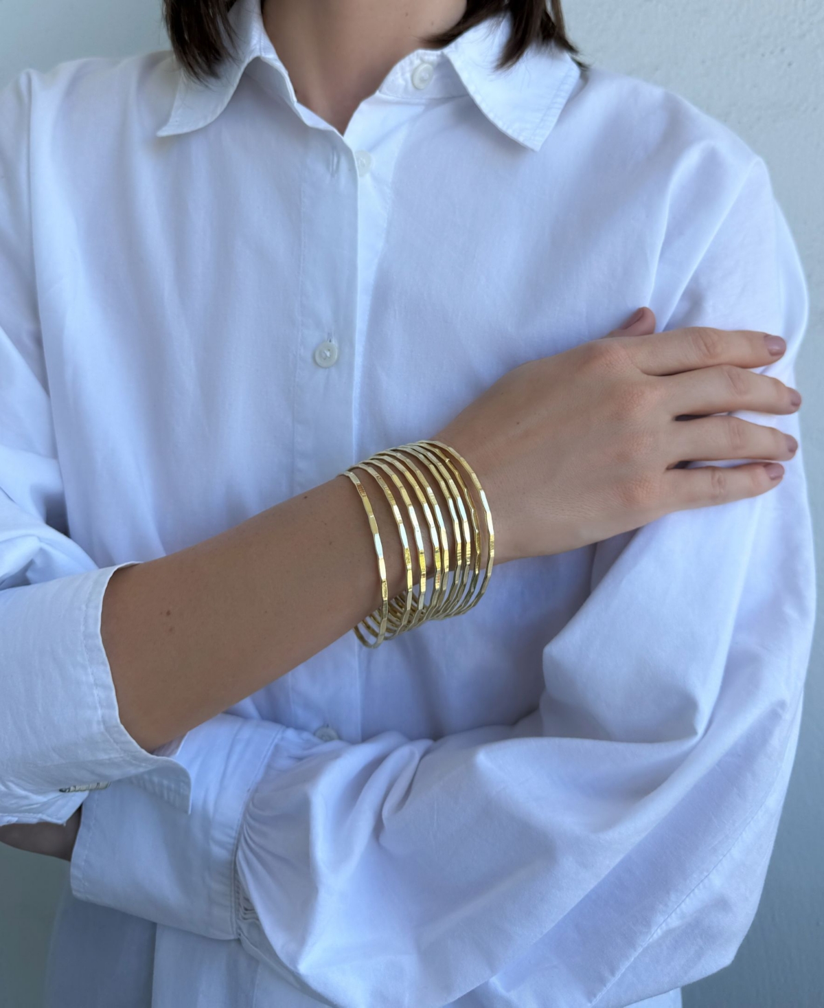 Adornia Gold-Plated 9-Piece Thin Bangle Bracelet Set