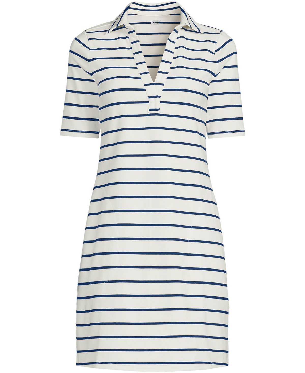 Lands' End Women's Starfish Elbow Sleeve Polo Dress