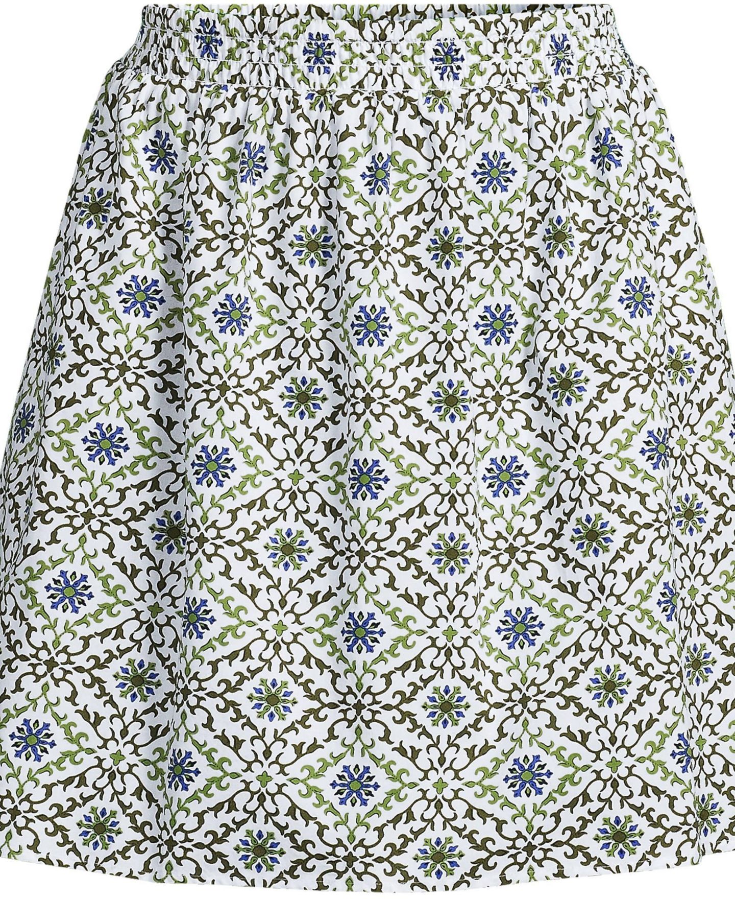 Женская юбка Lands' End Poplin Printed Mini, цвет: Белый / Зелёный с принтом — фото 3
