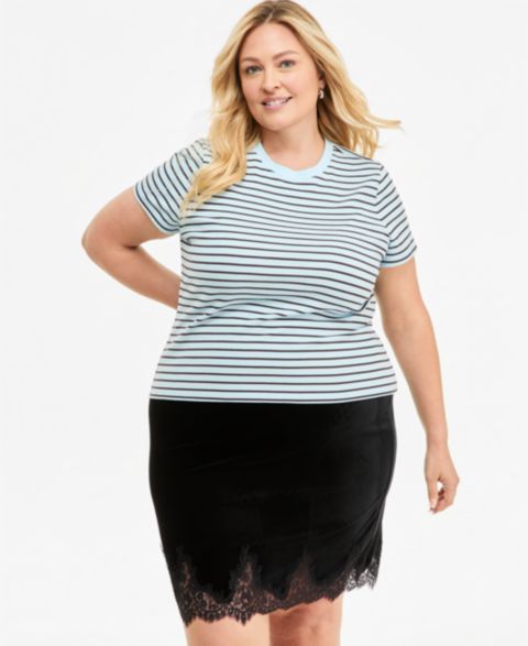 Женская футболка On 34th Plus Size Meet & Greet Layering, цвет: Bby Bli/Bwn Cmb