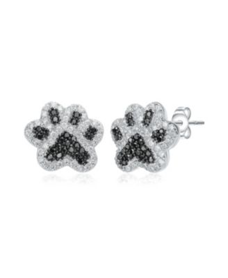 Dainty White Gold Plated CZ Paws" Stud Earrings
