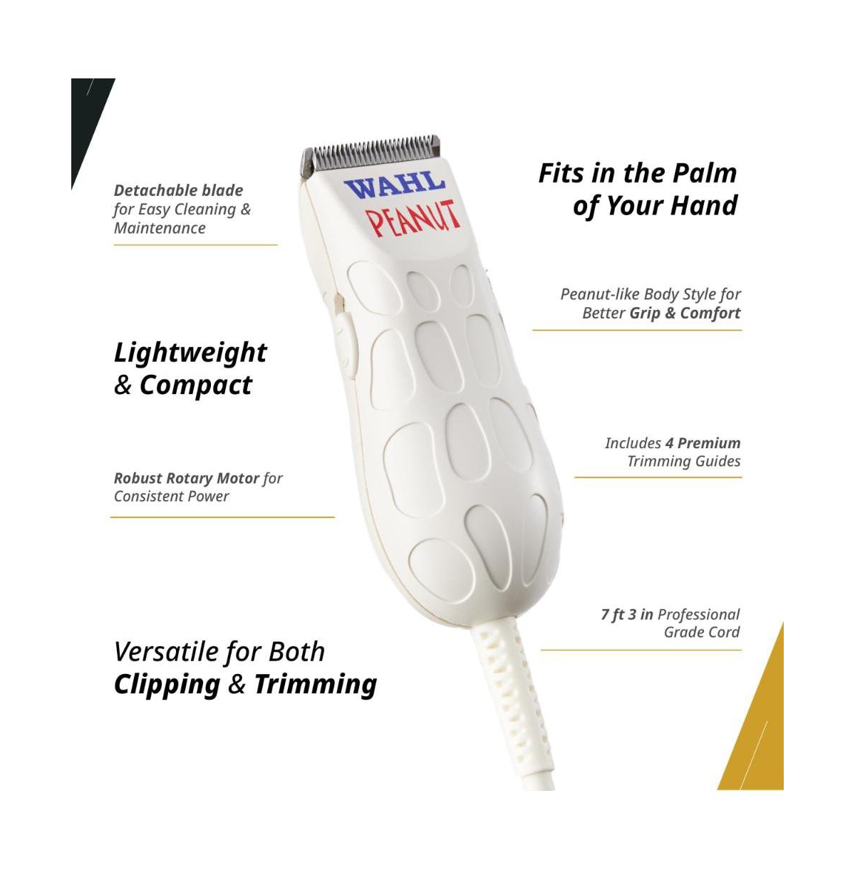 Wahl Professional - Peanut - Professional Beard Trimmer and Hair Clipper Kit - Adjustable Hair Cutting Tool with 4 Guide Combs - White