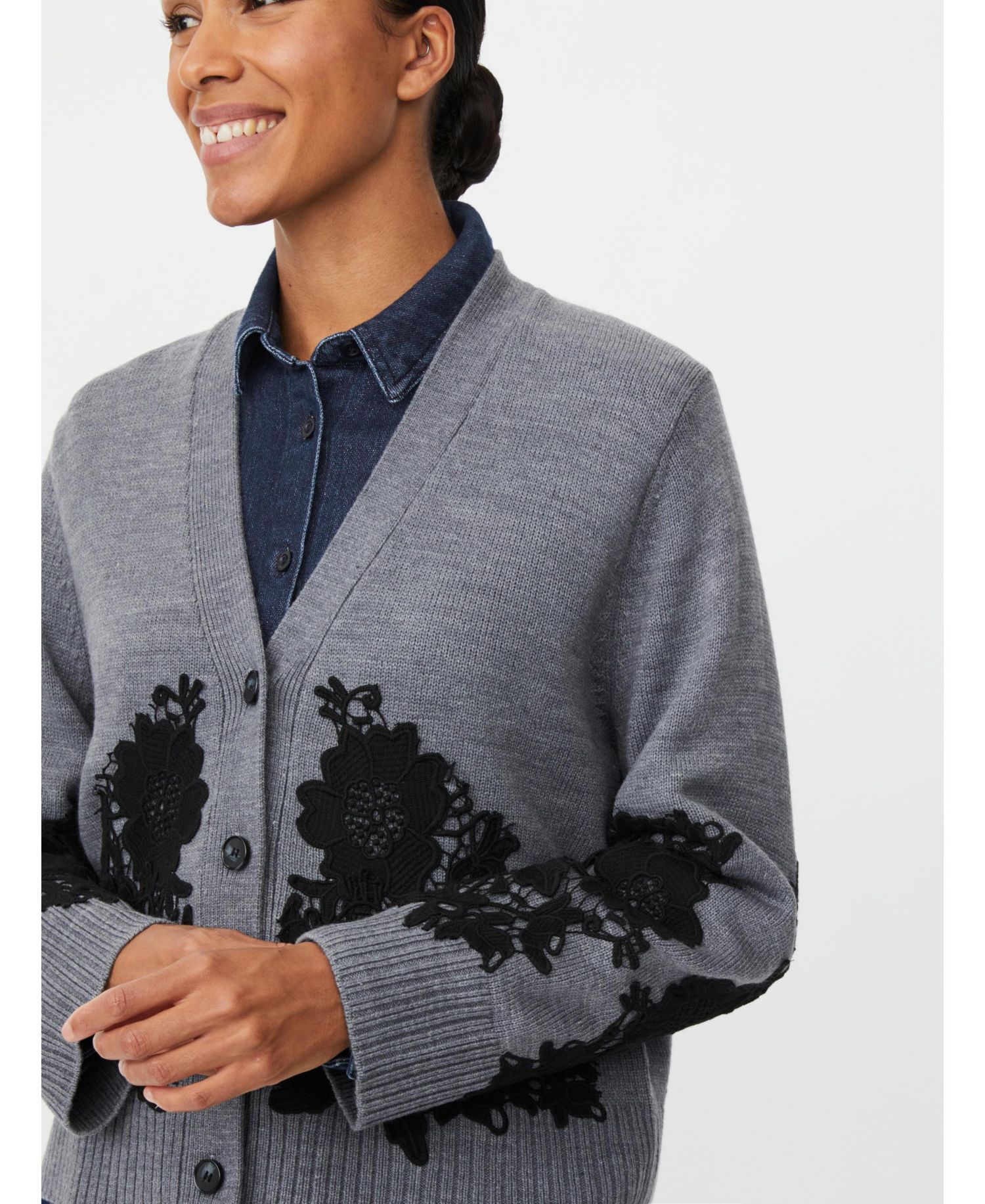 Women's Maleviane Floral Applique Cardigan