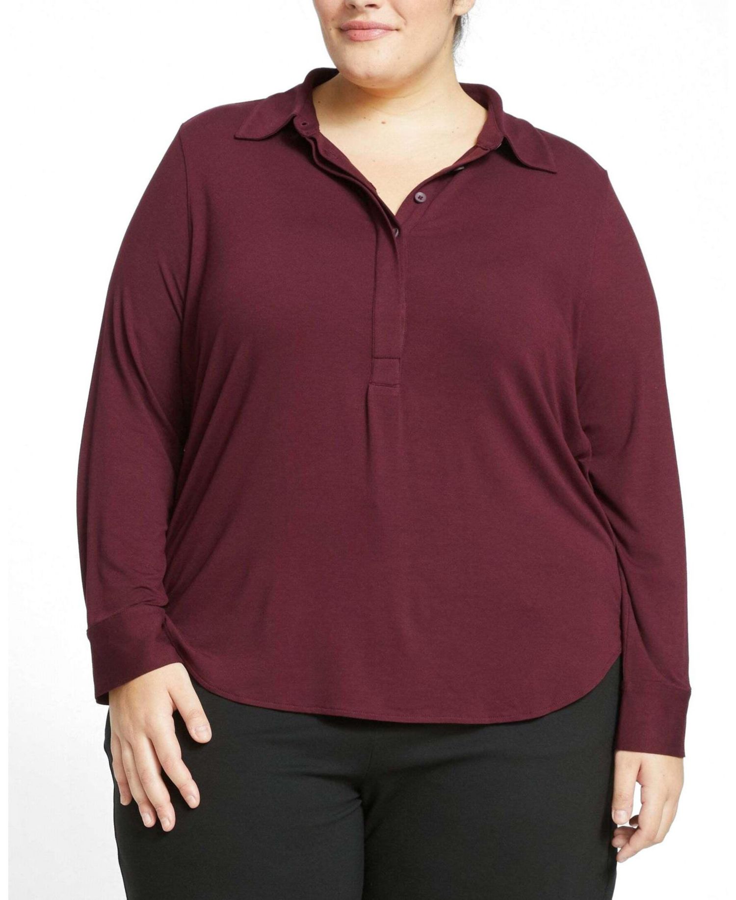 Plus Size Elbe Popover Liquid Jersey Shirt Classic Fit