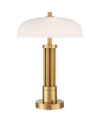 Granview 23" High Mid Century Modern Accent Table Lamp Dual USB Ports Brass Metal Glass Dome Shade Charging