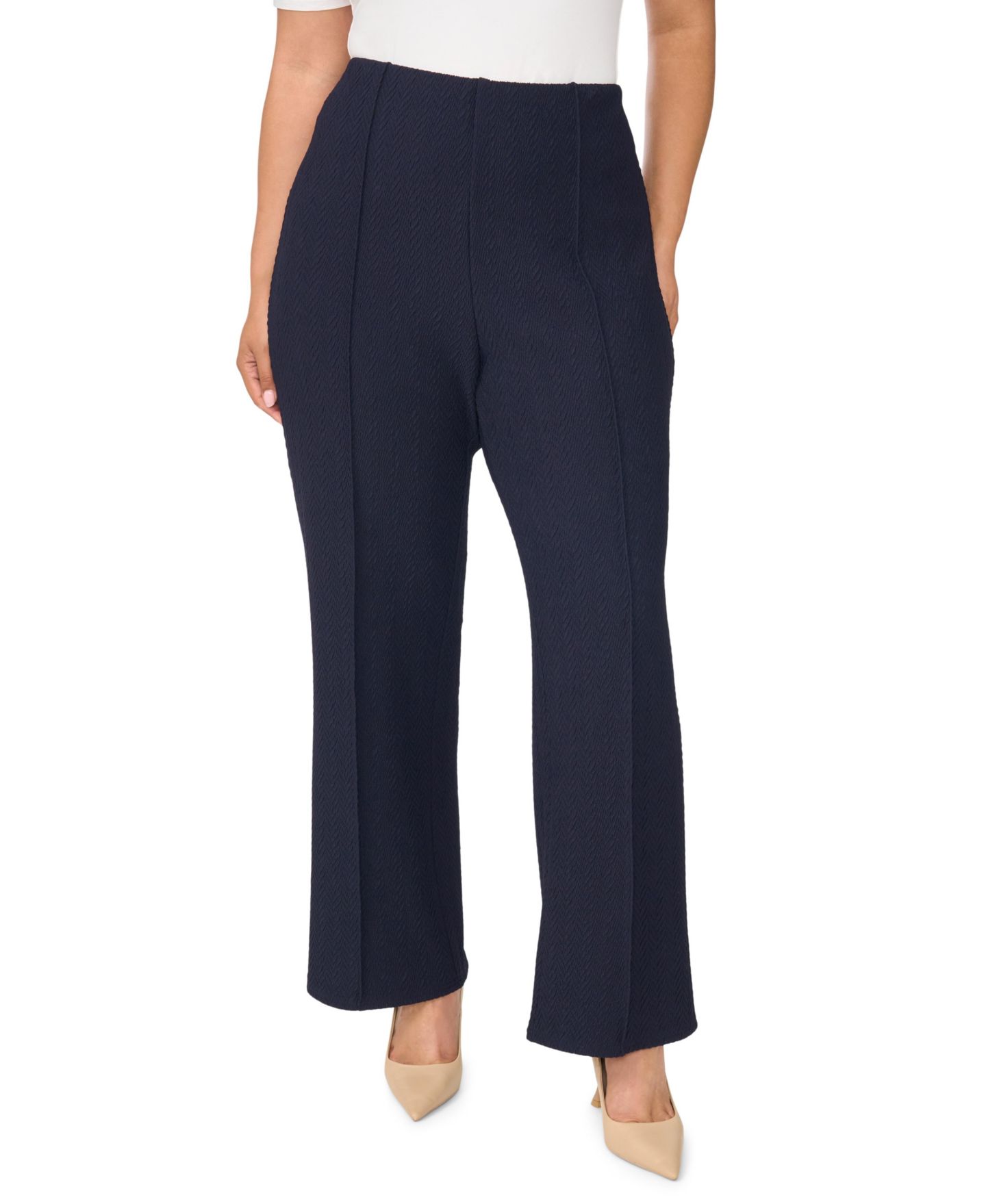 Женские брюки Vince Camuto Plus Size Pull-On Pintuck Kick Flare, цвет: Тёмно-синий — фото 5