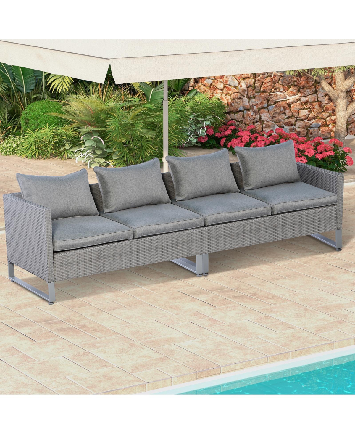 Slickblue Outdoor Patio Furniture 2-Piece Sofa Set with Cushions