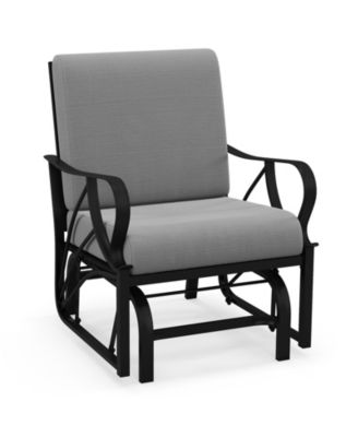Outdoor Glider Rocking Chair with Plush Cushion and Armrests