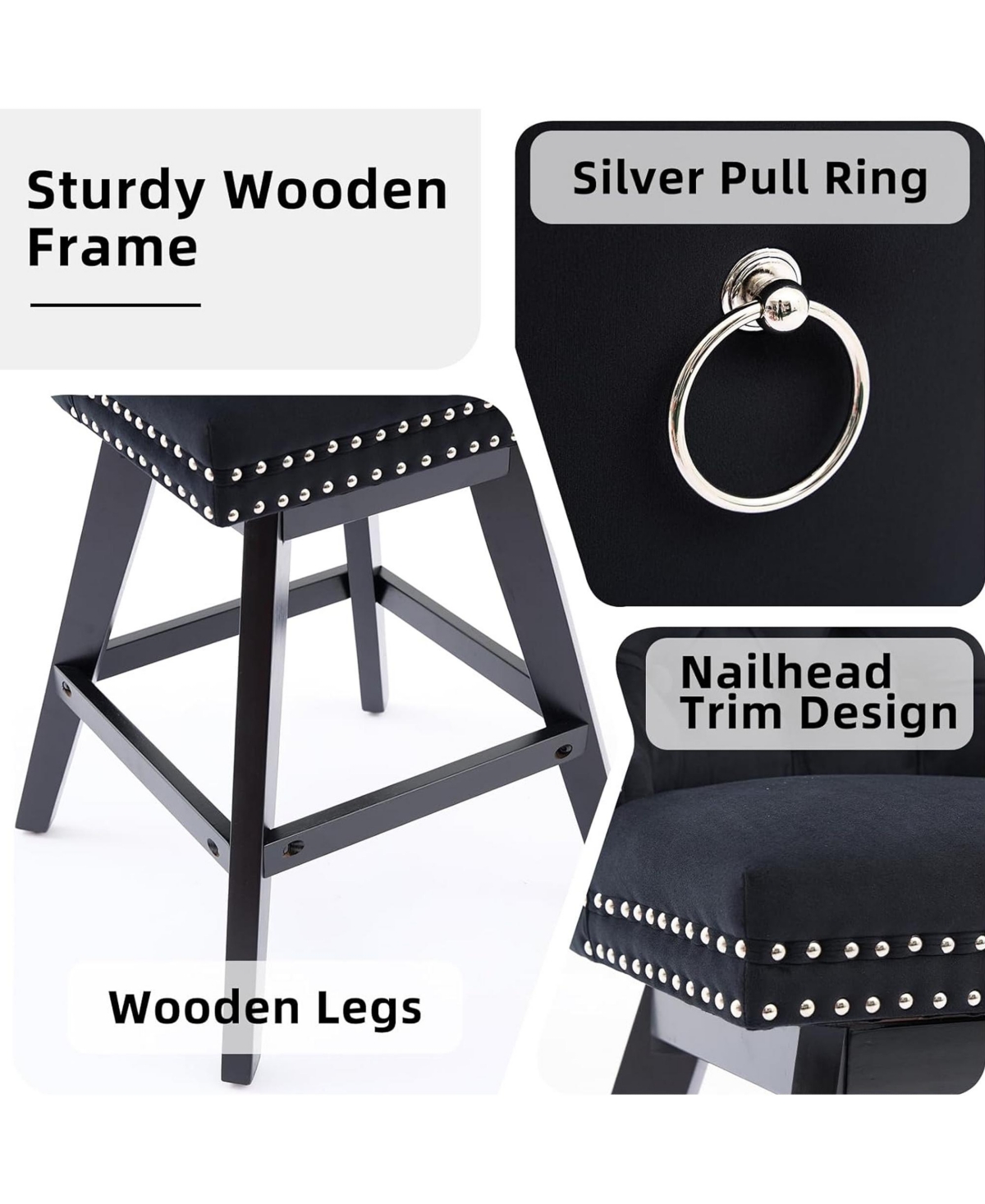 Rainsken Velvet Bar Stools Set of 2