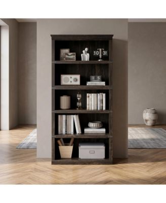 31 Inch Retro Bookcase with Metal Frame, Bookshelf for Living Room Office, Engineered Wood