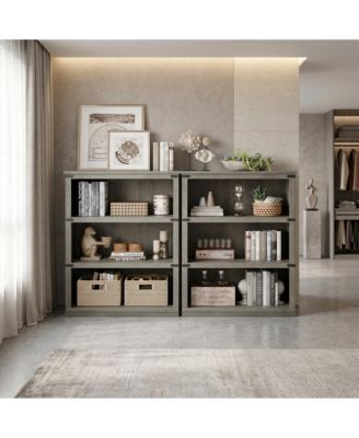 31 Inch Retro Bookcase with Metal Frame, Bookshelf for Living Room Office, Engineered Wood