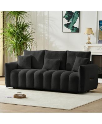 Premium Teddy Fabric 3-Seater Sofa with Solid Wood Frame