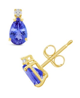 Sapphire (1 ct. t.w.) & Diamond Accent Stud Earrings in 14k Gold (Also in Emerald, Ruby, & Tanzanite)