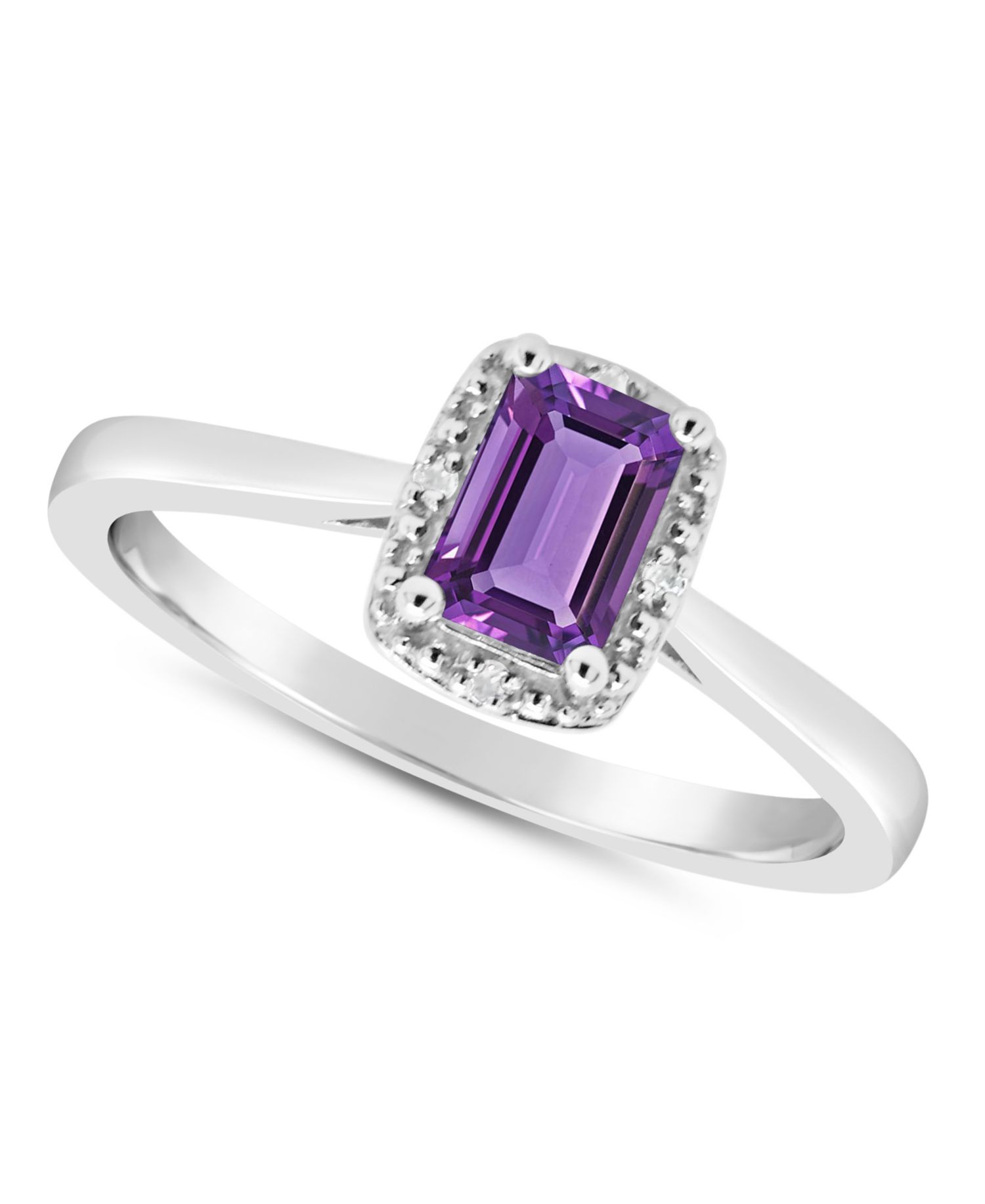 Gemstone and Diamond Accent Ring in Sterling Silver