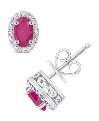 Ruby (1-1/5 ct. t.w.) and Diamond Accent Stud Earrings in Sterling Silver