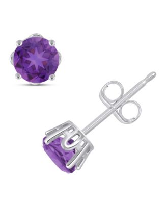 Rhodolite Garnet Stud Earrings (1-1/5 ct. t.w.) in Sterling Silver (Also in Opal, Citrine, White Topaz, Peridot, Aquamarine, and Amethyst)