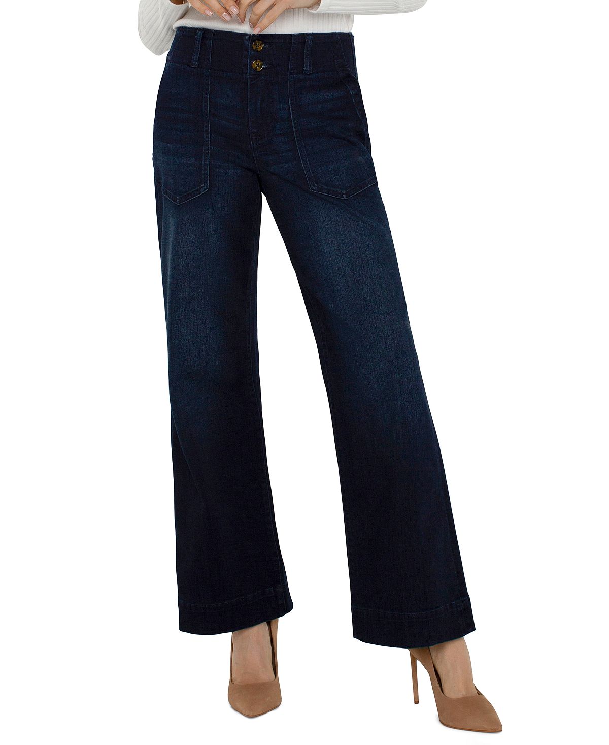 Liverpool Los Angeles Women's Patch Pocket Wide-Leg Jeans view 1 — MAYCSS fashion products