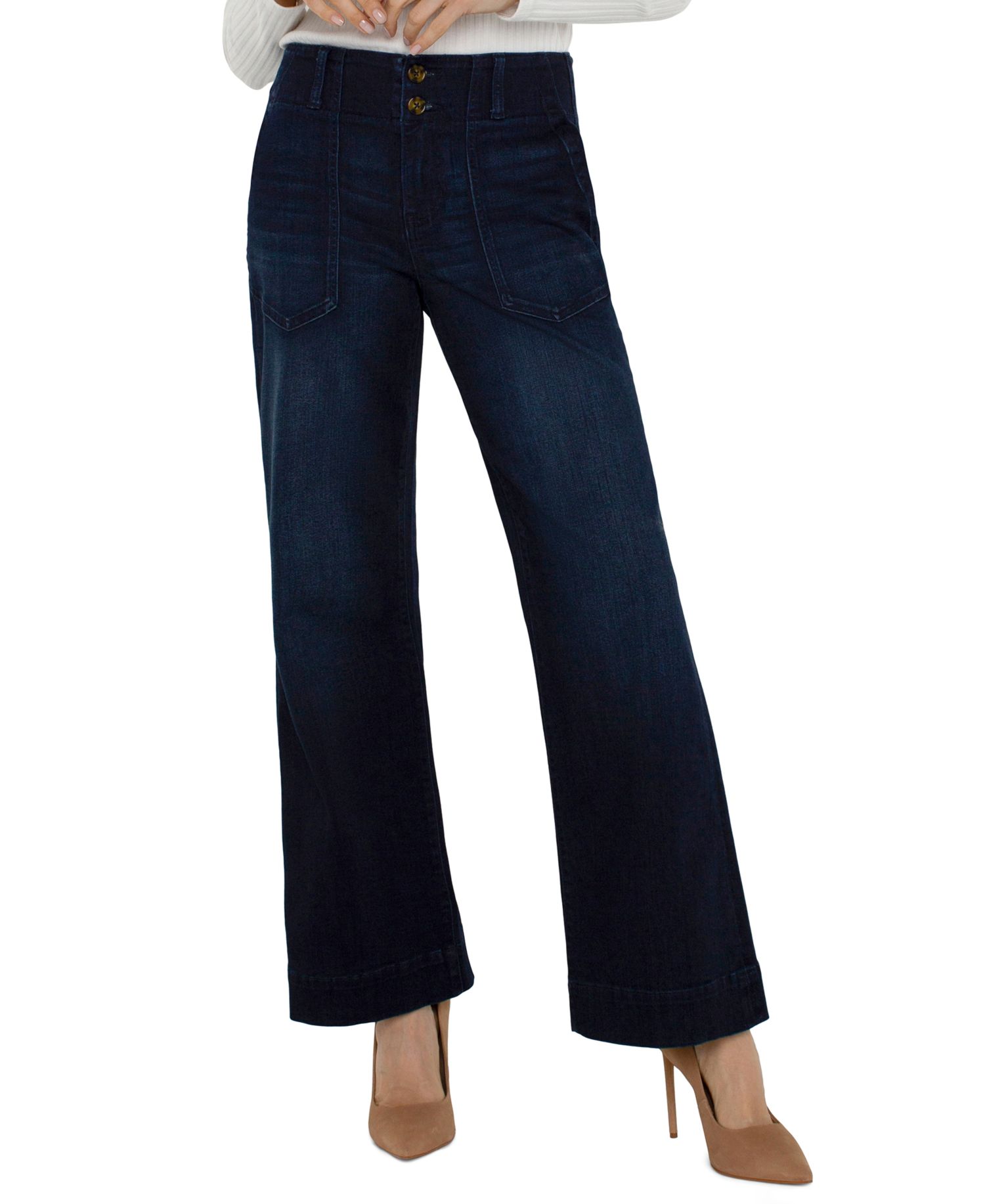 Women's Patch Pocket Wide-Leg Jeans