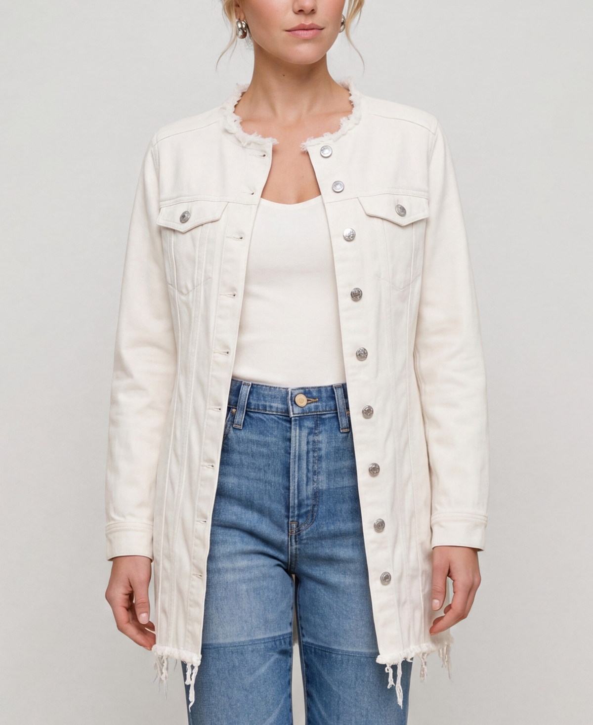 Liverpool Los Angeles Women's Collarless Trucker Denim Dress