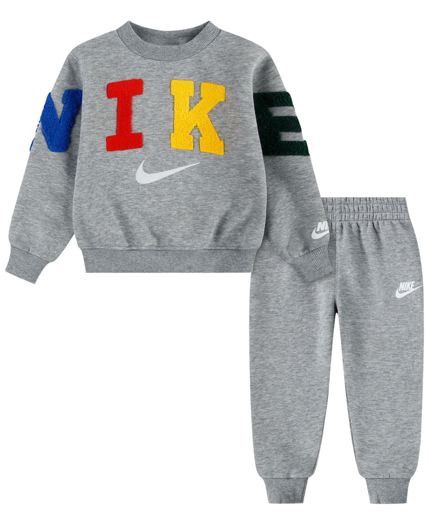 Комплект Nike Fleece Crewneck Sweatshirt and Joggers, 2-Piece Set для мальчиков-малышей, цвет: Тёмный меланжевый серый — фото 1
