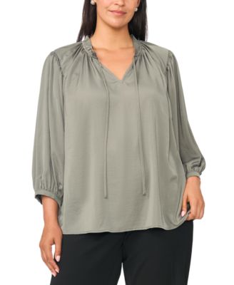 Plus Size Raglan-Sleeve Peasant Blouse